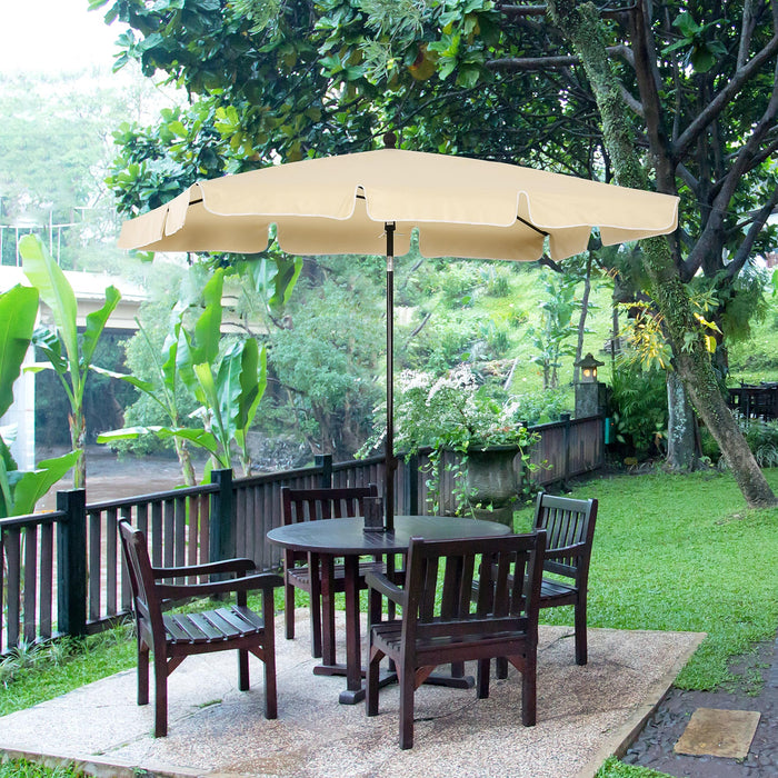 Aluminum Rectangular Sun Parasol with Tilt - 2M x 1.25M Beige Umbrella for Patio and Garden - Ideal Outdoor Shade for Relaxation and Protection