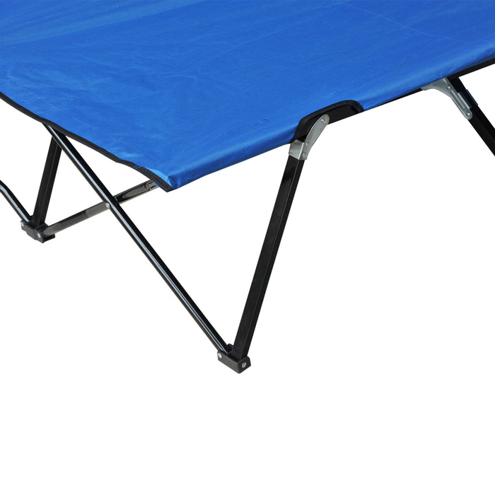 Double-Sized Camping Cot with Carrying Bag - Foldable Outdoor Sunbed for Patio Use, Ultra-Lightweight Design - Ideal for Campers and Outdoor Enthusiasts, Blue