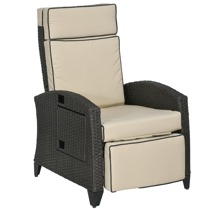 Outdoor Recliner Chair with Adjustable Features - Comfortable Seating with Backrest, Footrest, and Cushion, Includes Side Tray - Ideal for Patio Relaxation and Lounging