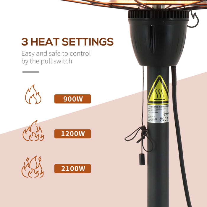 2.1kW Infrared Patio Heater - 3 Adjustable Heat Settings & Pull Switch Control - Ideal for Outdoor Comfort & IP44 Weather Resistance