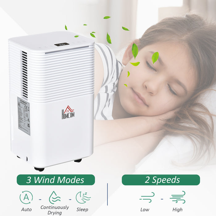 12L/Day Portable Quiet Dehumidifier - High-Efficiency 2000ML Electric Air De-Humidifier with 3 Modes - Ideal for Home Laundry, Bedroom, Basement Moisture Control