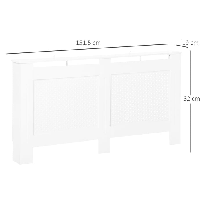 Modern White Painted Wooden Radiator Cover - Large Heating Cabinet with Grill Style Design - Enhances Home Decor & Conceals Radiators