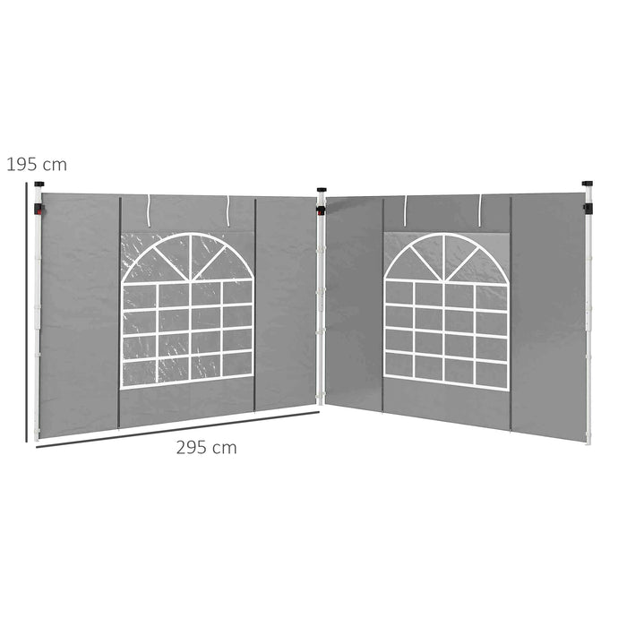 2-Pack Gazebo Side Panels with Windows and Doors - Fits 3x3m or 3x6m Pop Up Gazebos, Replacement Accessories - Ideal for Outdoor Events and Garden Shelter, Light Grey