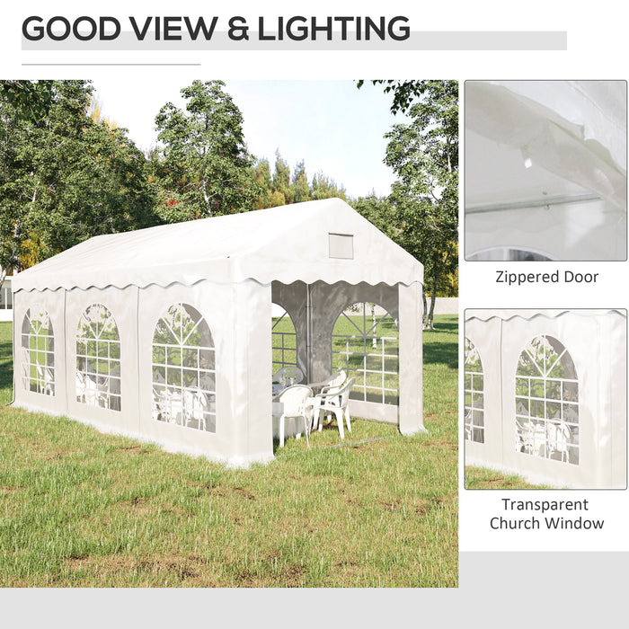 6x3m Party Gazebo with 4 Walls - Canopy Tent with Removable Sides and Windows - Ideal for Outdoor Gatherings and Events, White