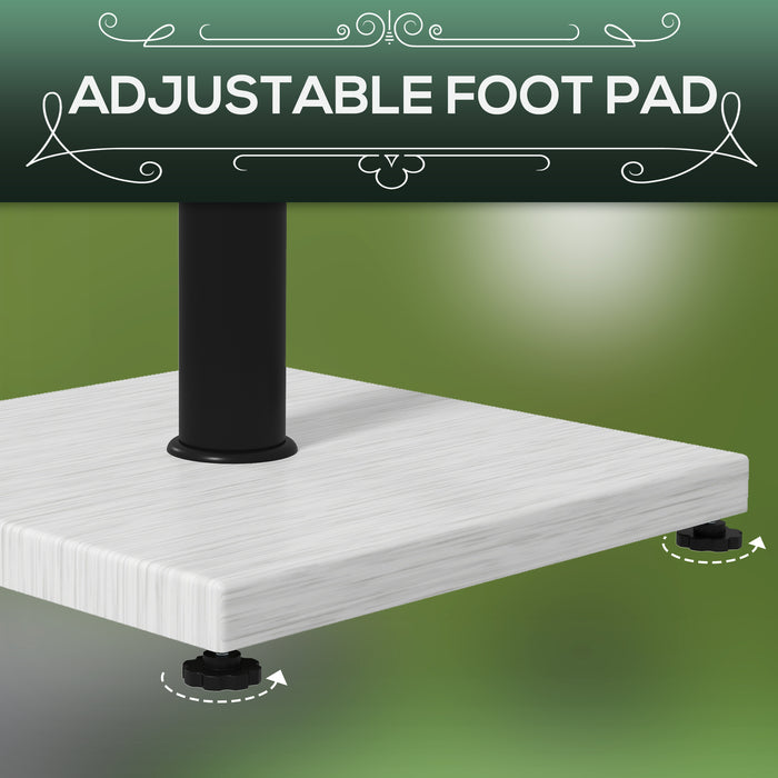 Adjustable Foot Pad 12kg Garden Parasol Base - Concrete Umbrella Stand with Wood Effect & Knob - Sturdy Outdoor Shade Support