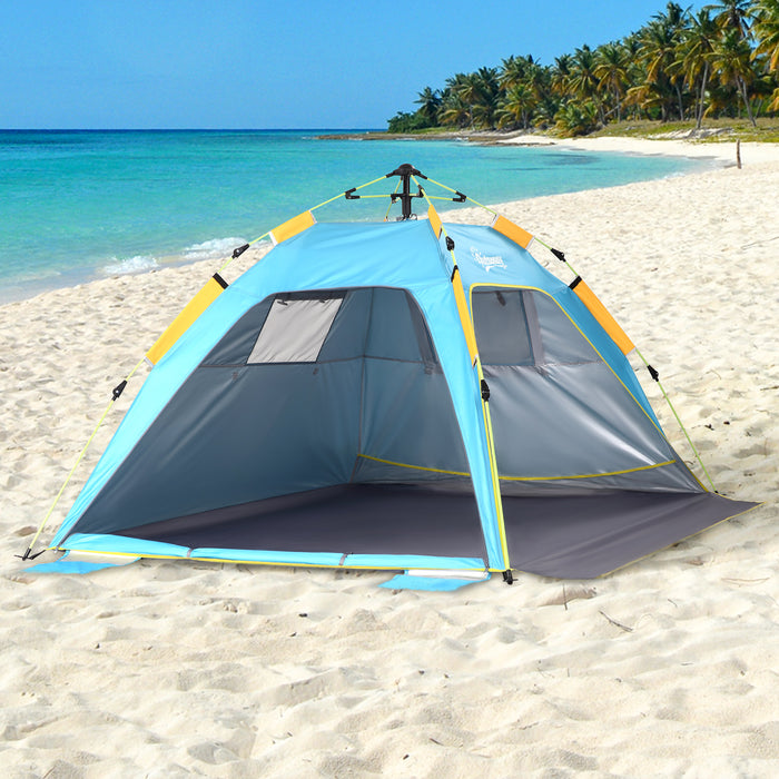 UV-Protective Pop-up Beach Tent for 1-2 People - Sun Shade Shelter with Ventilation and Waterproof Features - Ideal for Outdoor Enthusiasts Seeking Sun Protection