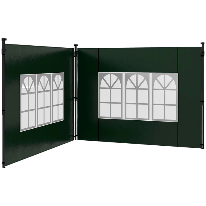 Gazebo Side Panel Replacements with Windows - Fits 3x3m or 3x6m Canopy, Green, Pack of 2 - Ideal for Outdoor Shelter and Privacy