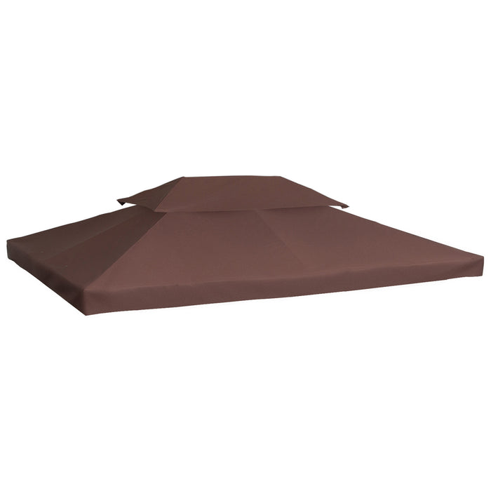 3x4m Gazebo Replacement Canopy - UV-Protective 2-Tier Top Roof Cover for Outdoor Patio - Ideal for Garden Sun Shelter and Awning, Brown (Top Only)