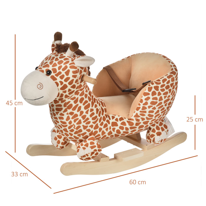 Giraffe-Themed Rocker with Sound Effects - Plush Rocking Horse Toy for Toddlers - Interactive Play and Development for Young Children