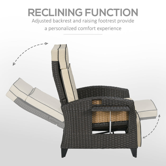 Outdoor Recliner Chair with Adjustable Features - Comfortable Seating with Backrest, Footrest, and Cushion, Includes Side Tray - Ideal for Patio Relaxation and Lounging