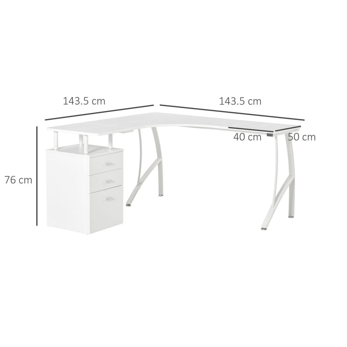 L-Shaped Corner Desk - Industrial Style Home Office Workstation with Storage Drawer - Space-Saving Table for Professionals and Students