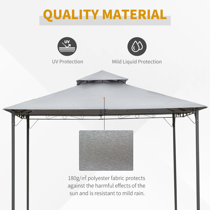 2-Tier Outdoor Gazebo - 300x300 cm Waterproof Canopy with Steel Frame in Black/Grey - Ideal for Garden Events and Patio Leisure