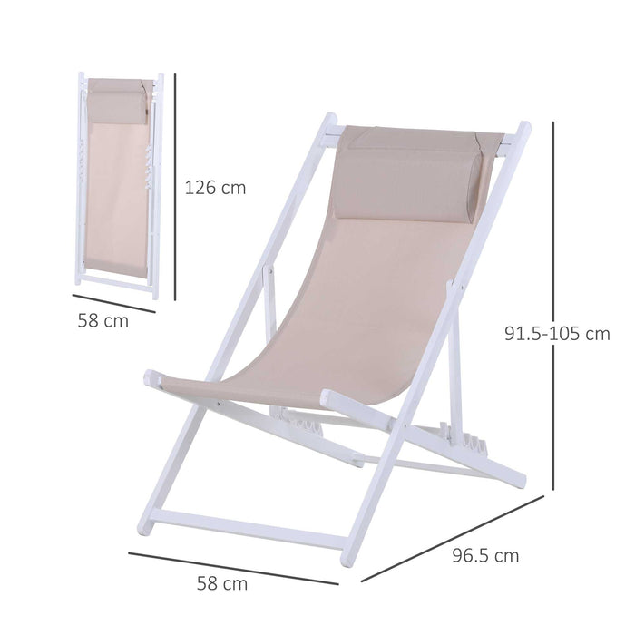 Folding Garden Beach Deck Chairs, Set of 2 - Seaside Patio Lounger, Compact & Portable - Ideal for Outdoor Relaxation and Sunbathing