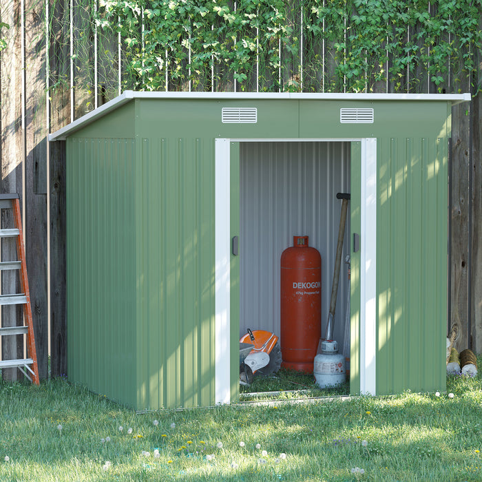 Outdoor Garden Storage Shed - 6.8 x 4.3 ft Utility Organizer for Tools, Patio, Lawn Equipment - Ideal Backyard Storage Solution in Light Green