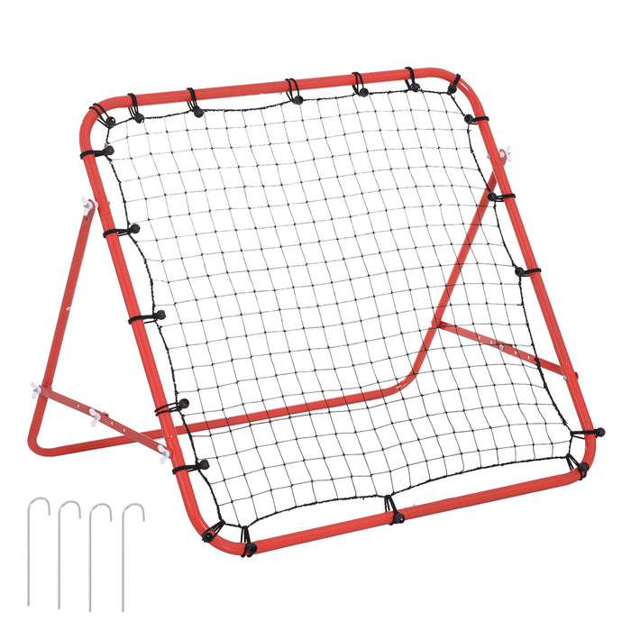 Rebounder Net with PE Mesh and Metal Frame - 96 x 80 x 96 cm Football and Training Net in Red and Black - Ideal for Skill Improvement and Coordination