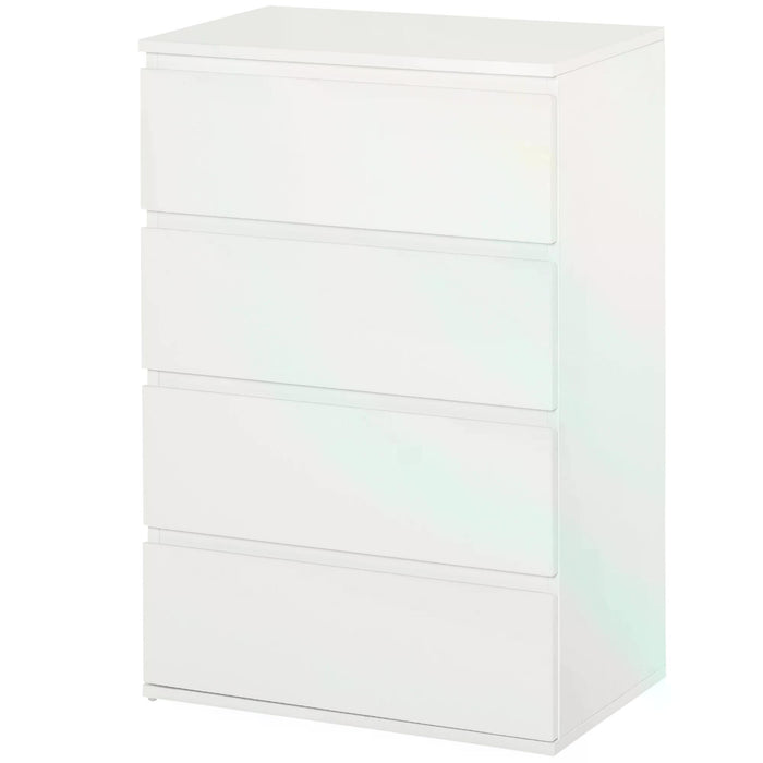 4-Drawer Chest - Bedroom and Living Room Storage Cabinet, Floor Tower Organizer - Sleek White Cupboard for Home Clutter Organization