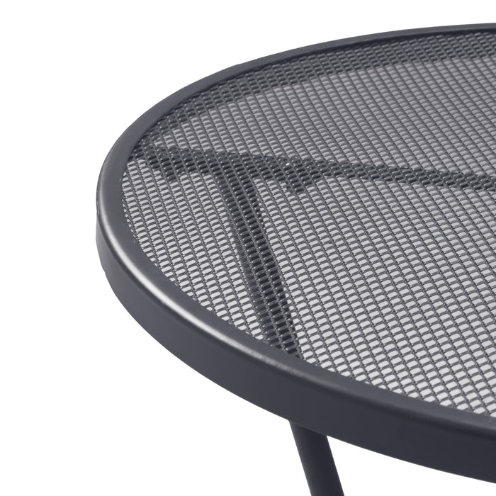 Metal Outdoor Bistro Table - 60cm Round Mesh Tabletop for Garden & Balcony - Ideal for Deck Entertainment & Dining, Dark Grey