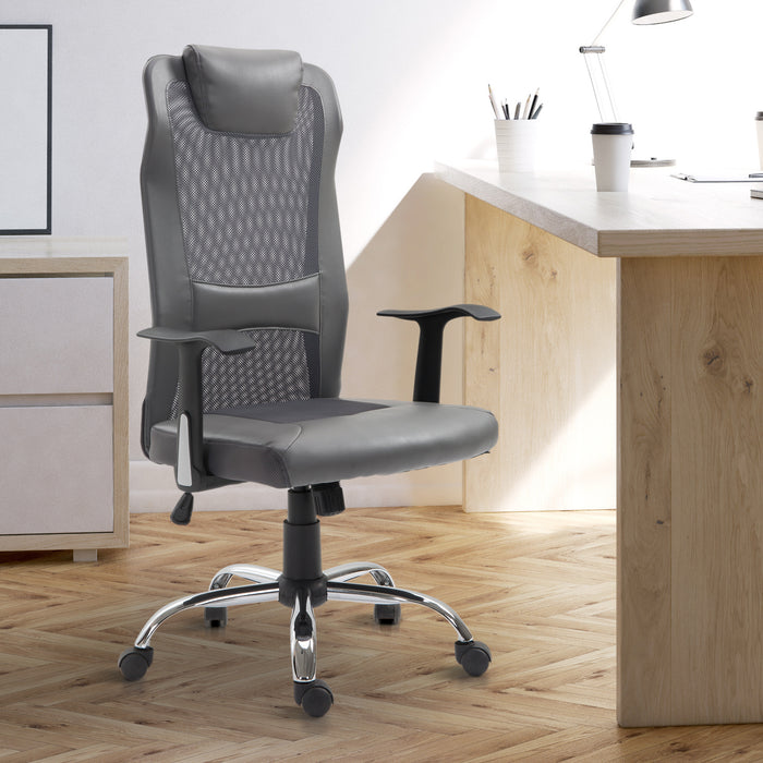 Mesh High-Back Office Desk Chair with Adjustable Height and Swivel Capability - Ergonomic Design with Headrest for Home or Office Use - Comfortable Seating Solution for Professionals and Students