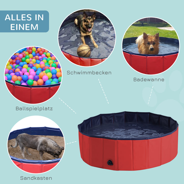 Foldable Dog Pool - Sturdy Φ100x30H cm Portable Bathing Tub for Pets - Ideal for Outdoor Summer Fun and Cooling Down