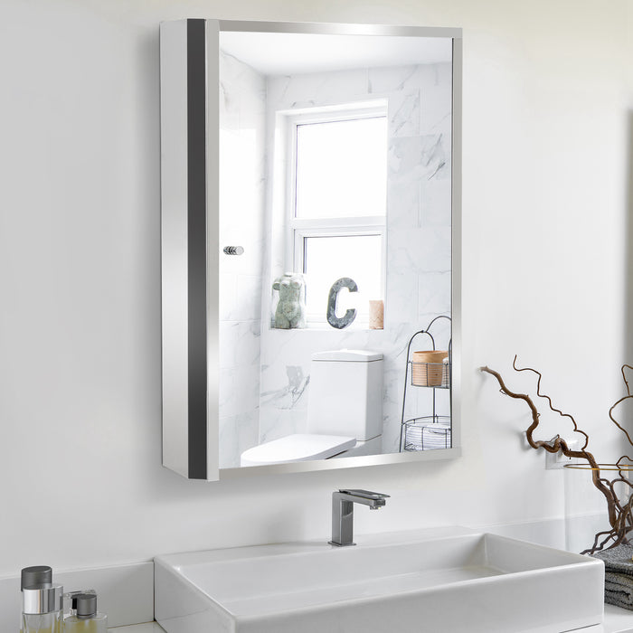 Stainless Steel Wall Mirror Cabinet - Spacious 60x40 cm with 13 cm Depth, Silver Finish - Ideal Storage Solution for Bathroom Essentials