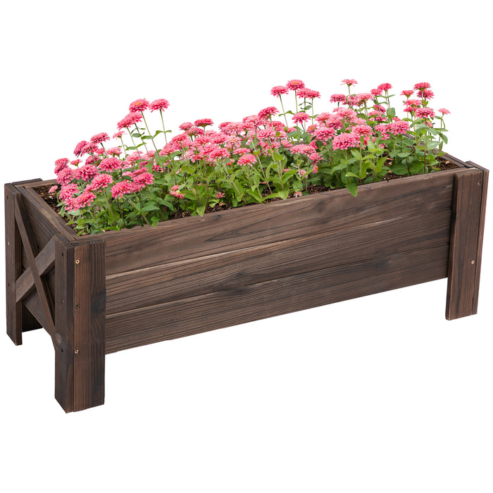 Outdoor Garden Bed Planter - Fir Wood Raised Container for Plants, Flowers & Vegetables - Ideal for Patio Spaces 100x36.5x36 cm