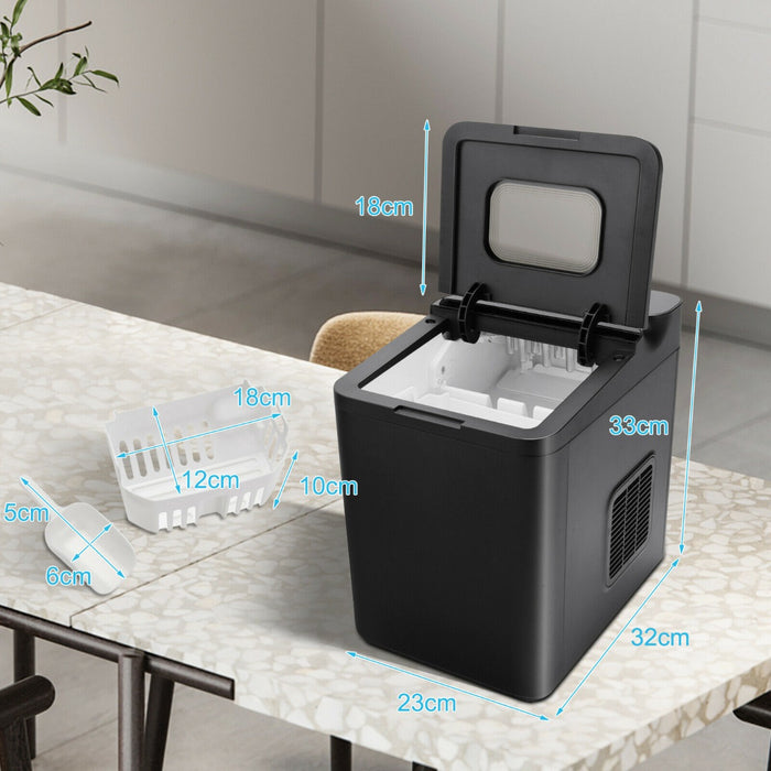 Ice Making Machine 15KG/24H - Sleek Black Countertop Design with Auto Clean Feature - Perfect for Parties and Large Gatherings