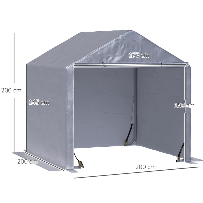 Galvanized Steel Storage Tent 2x2m - Waterproof Outdoor Carport Gazebo with UV Protection, Grey - Ideal for Garden Garage and Weather-Resistant Vehicle Shelter