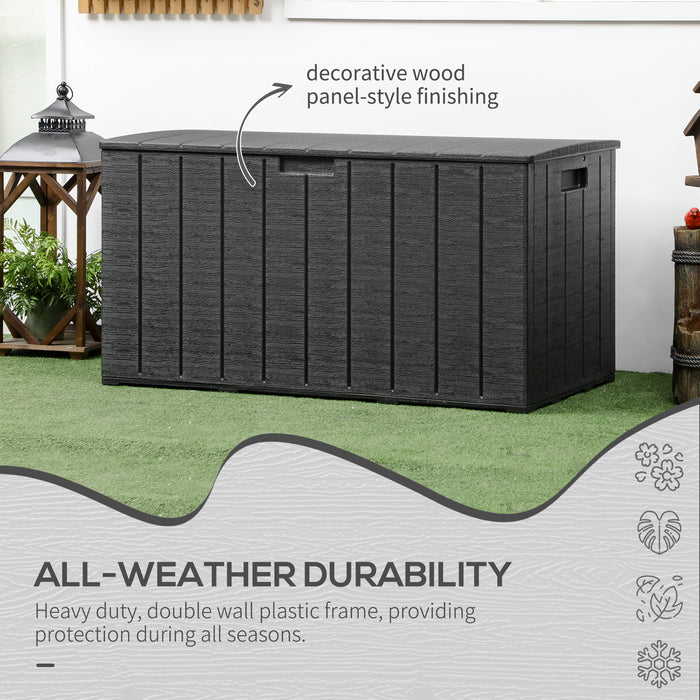 Extra-Large 336L Outdoor Storage Box - Water-Resistant Double-Wall Plastic Container for Garden Furniture - Spacious Organizer for Gardening Supplies, Tools, and Equipment