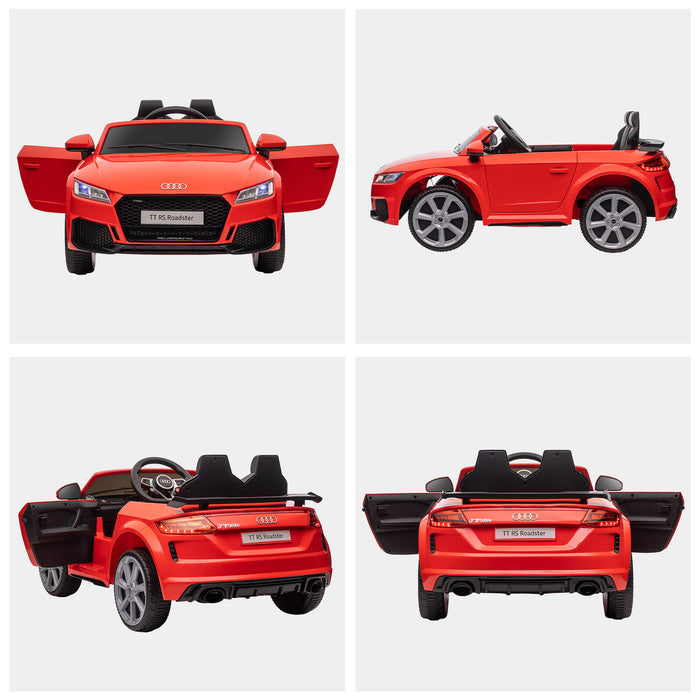 Audi TT RS Kids' Electric Ride-On Car - 12V Battery-Powered with Remote Control, Forward/Reverse, Lights, Horn, MP3, Seatbelt - Red Safe Driving Toy for Children