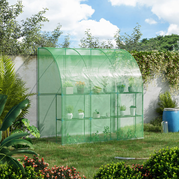 Walk-In Lean-to Garden Tunnel Greenhouse - Durable PE Cover with Roll-Up Zippered Door, 214 x 120 x 215 cm - Ideal for Extended Growing Season and Protecting Plants