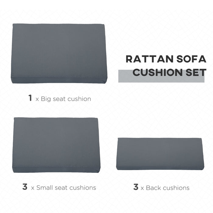 7-Piece Outdoor Cushion Pad Set for Rattan Furniture - Weather-Resistant Garden & Patio Conversation Cushions in Grey - Ideal for Enhancing Comfort on Outdoor Furniture