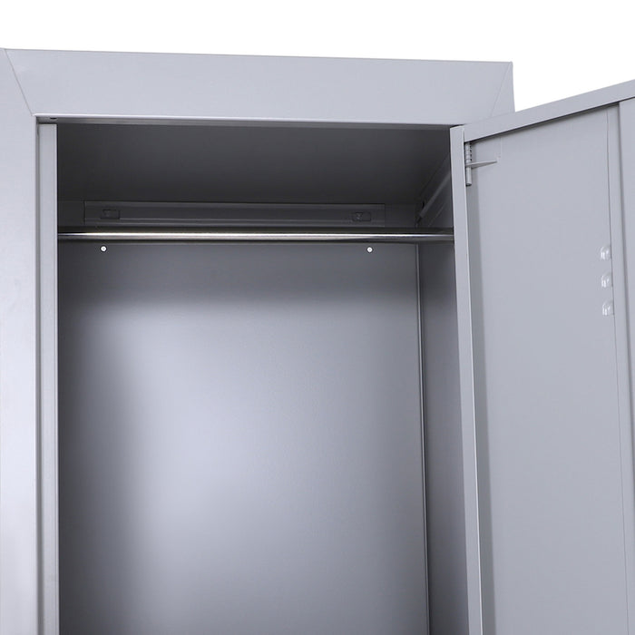 Vertical Grey Locker Cabinet - Cold Rolled Steel Storage with Shelves - Space-Saving Cupboard for Office and School Organization, 38 x 46 x 180 cm