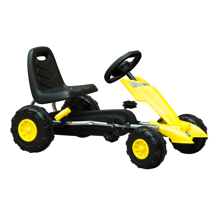 Pedal Go Kart - Durable Yellow & Black Racing Cart for Kids - Outdoor Fun and Exercise Vehicle