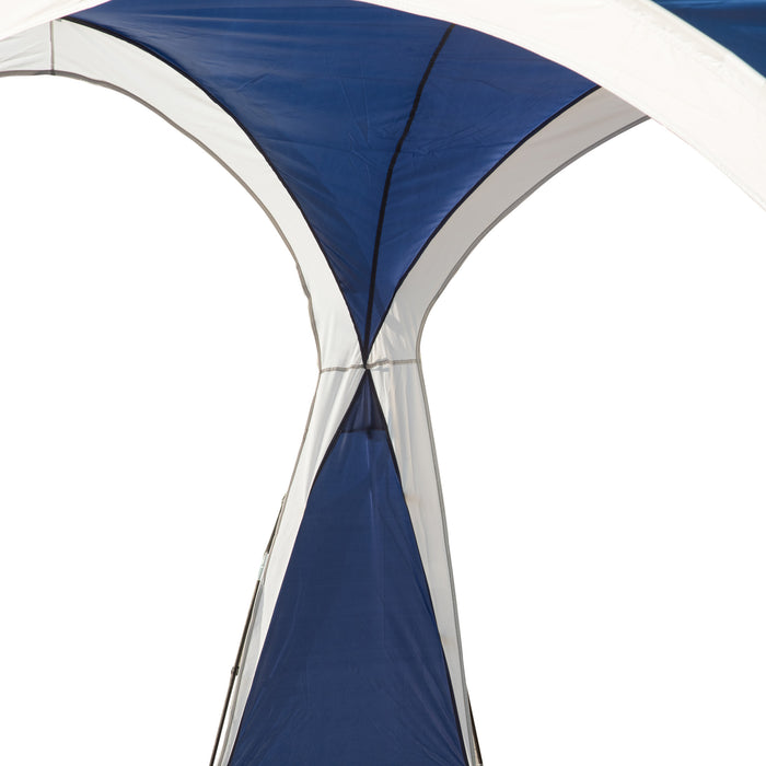 Outdoor Marquee Tent 3.5 x 3.5M - Spire Arc Pavilion Gazebo, Garden Sun Shelter, Patio Canopy in Blue and Grey - Ideal for Camping and Backyard Entertainment