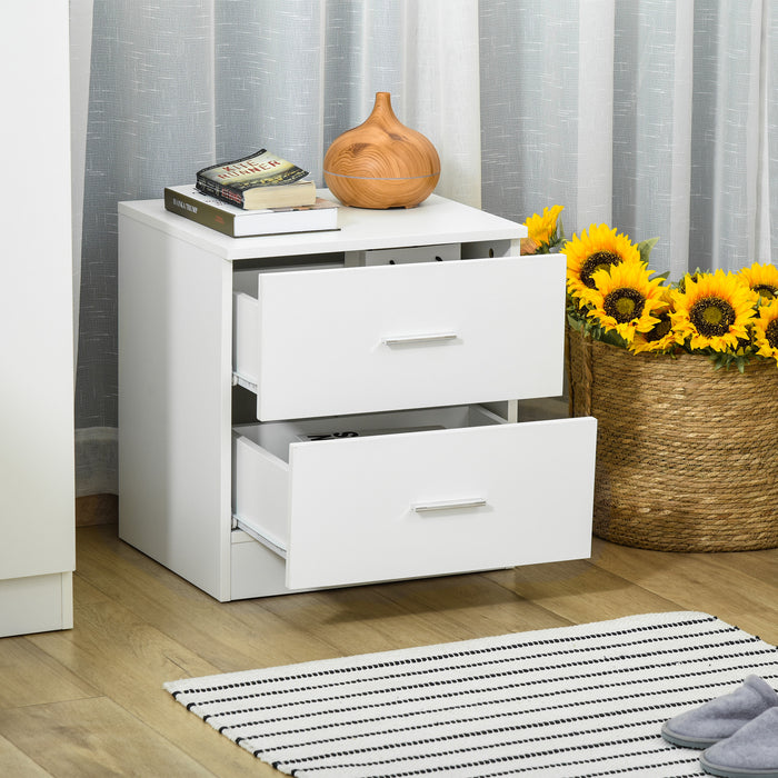 Modern 2-Drawer Bedside Table - Sleek Nightstand with Cabinet Style Storage - Ideal for Bedroom and Living Room Organization