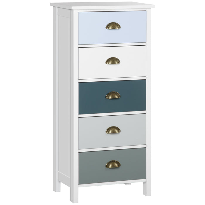 5-Drawer Chest Organizer with Metal Handles - Space-Saving Dresser for Bedroom and Living Room Storage - Ideal for Clutter-Free Home