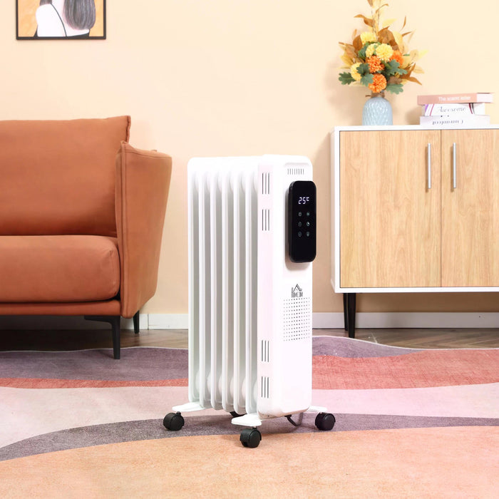 1630W Oil Filled Radiator Heater with LED Display - 7 Fin Portable Electric Heating, 24H Timer, 3 Settings, Safety Cut-Off - Ideal for Home Comfort and Warmth