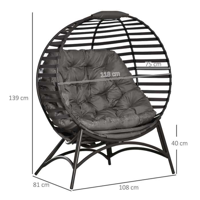 2 Seater Egg Chair - Comfortable Patio Basket Seat with Cushion & Steel Frame - Ideal for Both Indoor & Outdoor Relaxation