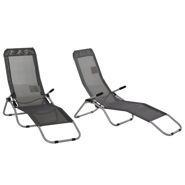 Outdoor Patio Chaise Recliner Set of 2 - Portable Adjustable Backrest Lounge Chairs for Garden - Ideal for Relaxing and Sunbathing Outdoors