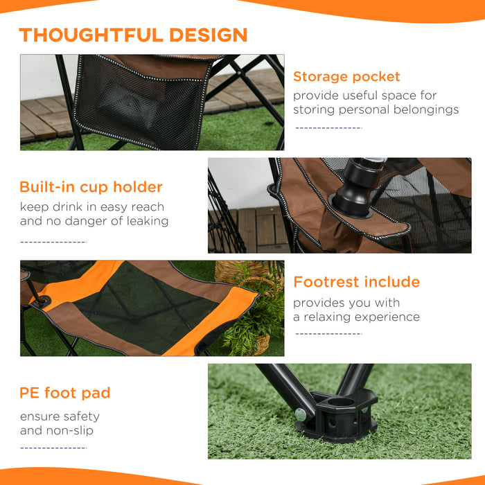 Foldable Reclining Garden Chair with Footrest - Adjustable Backrest, Portable Design, Cup Holder & Side Pocket - Ideal for Camping and Outdoor Leisure