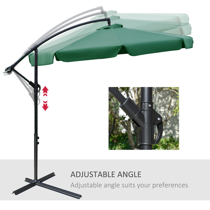 Garden Parasol Cantilever Umbrella 2.7m - Outdoor Hanging Sun Shade with Crank Handle, Cross Base - Ideal for Patio Relaxation and Protection from Sun