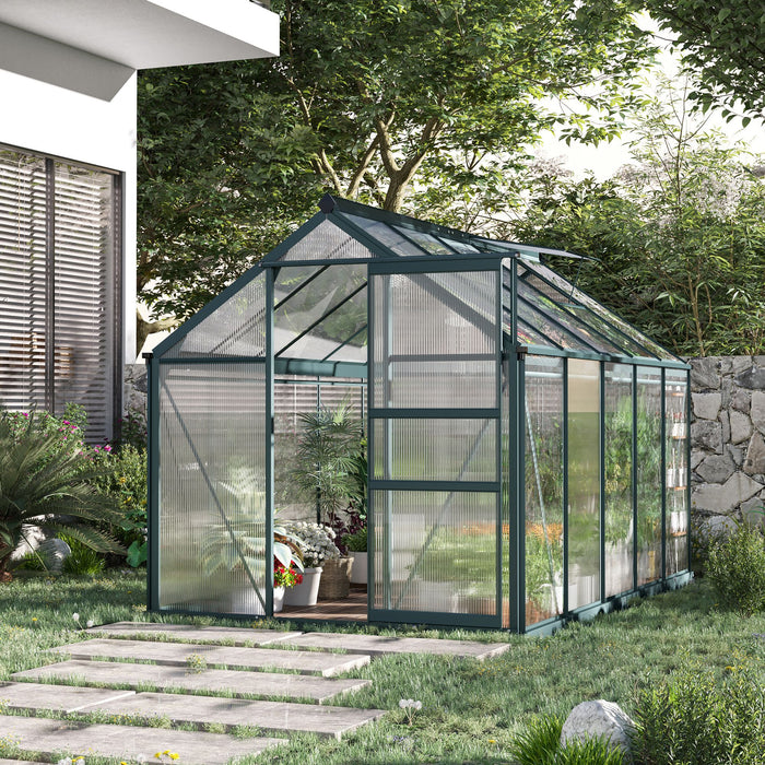 Aluminium Frame & Galvanized Base Walk-In Greenhouse - Spacious 10ft x 6ft Gardening Shelter with Sliding Door - Ideal for Plant Growth and Garden Enthusiasts