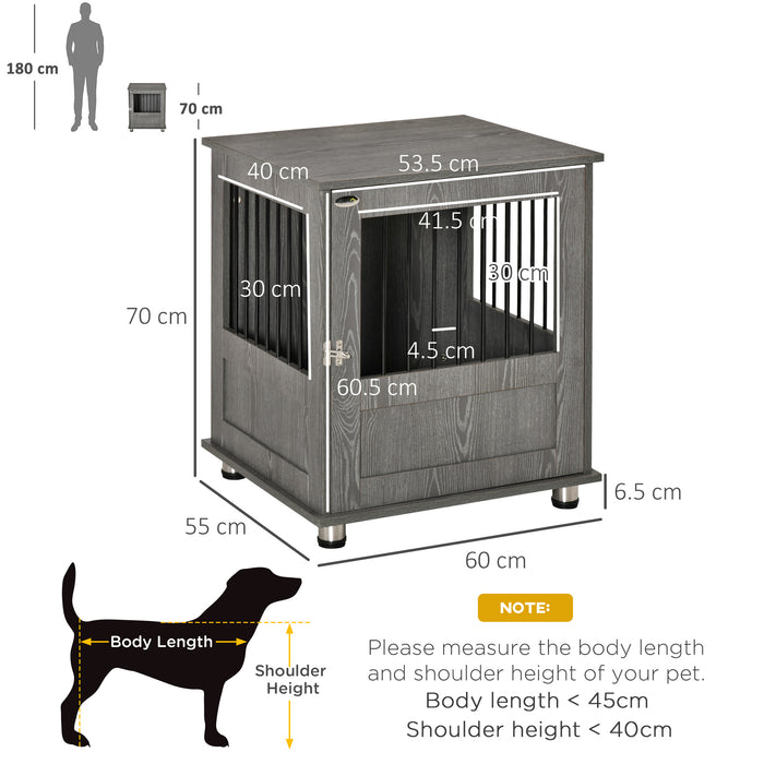 Wooden End Table Dog Crate Furniture - Small Pet Kennel with Magnetic Door, Indoor Animal Cage in Grey - Stylish Home Accessory & Cozy Retreat for Dogs