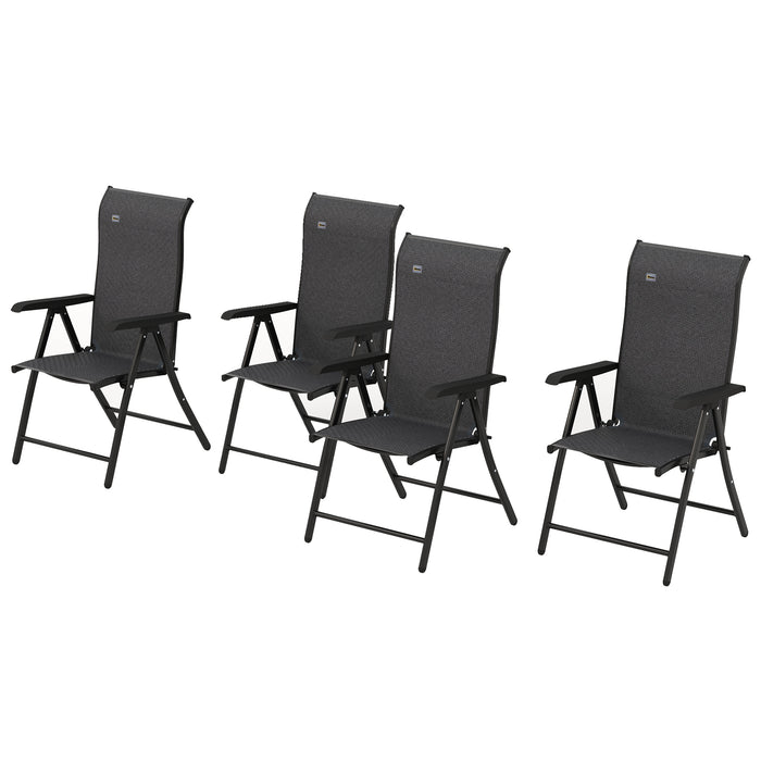 Outdoor Rattan Folding Chair Set - 4 PCs, 7-Position Adjustable Backrest - Ideal for Patio, Lawn Comfort