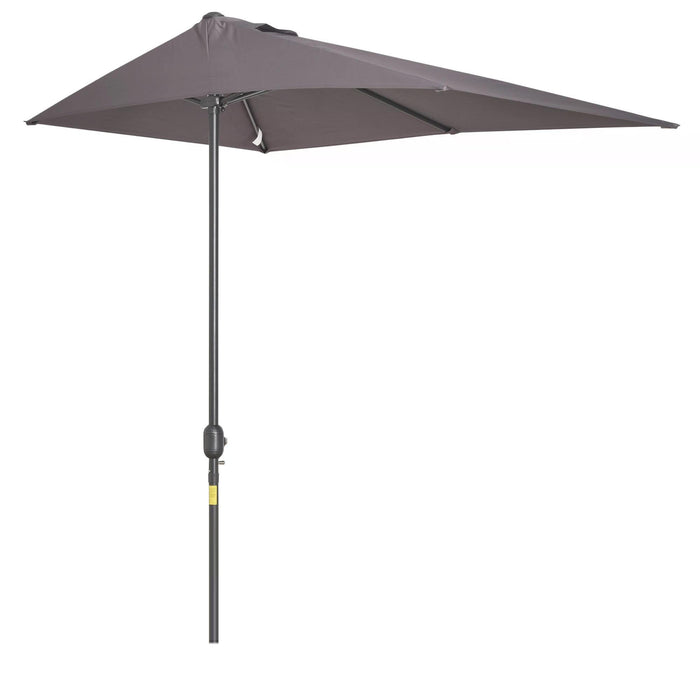 Semi-Circle Balcony Shade - 2.3m Half Parasol with Crank Handle, Grey - Ideal for Patio Sun Protection without Base