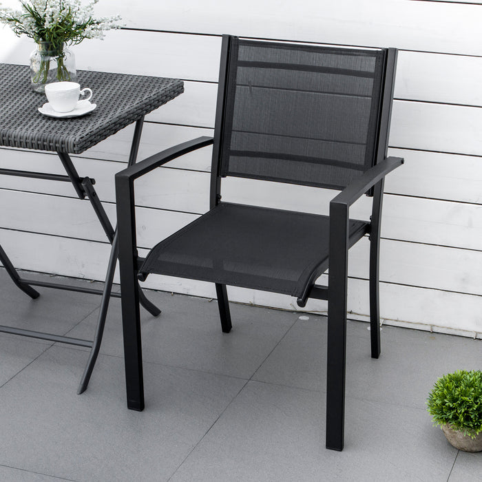 Outdoor Patio Chair Set - 2-Pack Texteline-Seated Garden Chairs with Steel Frame - Ideal for Dining & Relaxation on Patios or Balconies