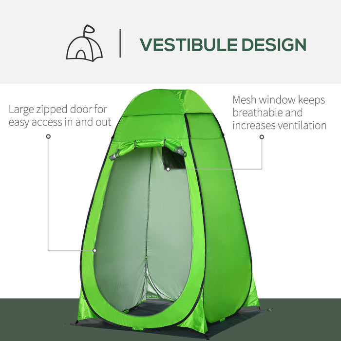 Pop-Up Camping Shower Tent - Outdoor Privacy Shelter for Changing, Dressing, Bathing, and Toilet Use - Includes Portable Carry Bag for Hikers, Green