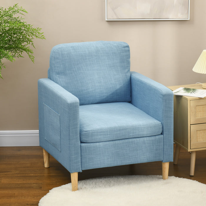 Comfy Modern Accent Armchair - Upholstered Fireside Seat for Living Room & Bedroom - Ideal for Home Office, Relaxation in Light Blue