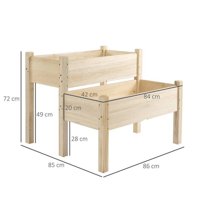 Solid Fir Wood Raised Garden Bed - 86 x 85 x 72 cm Planter for Flowers, Vegetables, and Herbs - Natural Look for Outdoor Plant Cultivation