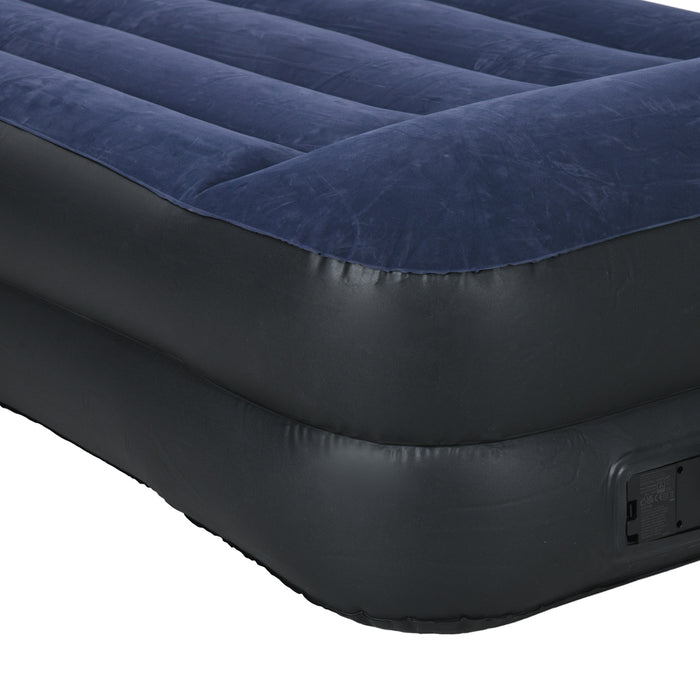 Queen Size Inflatable Air Mattress with Built-in Pump - Deluxe Comfort Design with Integrated Head Support - Ideal for Home Guest Bed or Camping Comfort